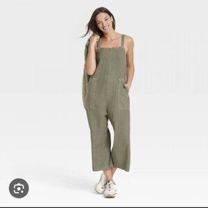 NOWT Universal Thread Women Utility Cropped Linen Jumpsuit/ Romper Size Small